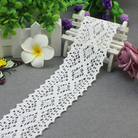 Blanc français Guipure tissu mariée bordure dentelle coupe écologique coton dentelle paillettes pour vêtements à la mode élégant