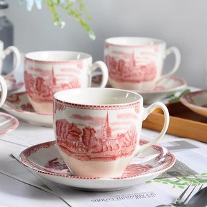 Factory Wholesale European Style Red Castle Ceramic <b>Coffee</b> <b>Sets</b> - Product Image 2