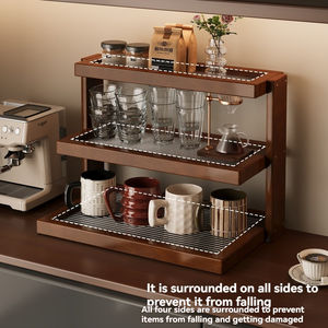 Desktop a tre strati moderno portabicchieri di bambù Multi-strato espositore tavolo da pranzo Top sala da tè acqua tazza di stoccaggio - Product Image 3