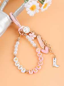 Nouvel accessoire créatif DIY en forme de chaussures à talons hauts de dessin animé avec visage souriant, pendentif, décoration de sac à perles, porte-clés - Product Image 6