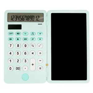 12 dígitos Pantalla Borrador Bloc de escritura Calculadora Dual Power Colorful Calculadora de estudio científico