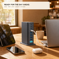 Chargeur de bureau GaN 520W, station USB C 8 ports, 4C PD100W + 4A QC30W, écran intelligent, charge rapide pour ordinateur portable, UKCA