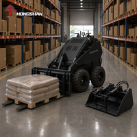 Nouvelle arrivée CE EPA Chargeuse compacte sur pneus de 1000 kg à commande à distance, alimentée au diesel, avec brise-roche hydraulique et pelle à trous