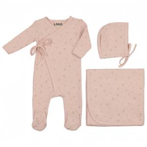 OEM lindo 3 piezas de algodón hoja impresa bebé niña mamelucos conjunto 0-3M ropa de bebé recién nacido primavera tejido dormir manta envoltura <span class=keywords><strong>canastilla</strong></span> - Product Image 3