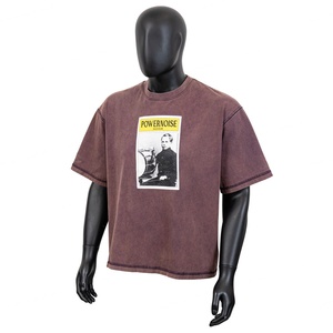 TOPSHOW Grossiste Impression sérigraphique T-shirt graphique pour homme Délavage acide Coupe courte Boxy Personnalisé 320 Gsm Coton - Product Image 1