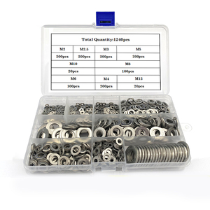 Din125 SUS304 phẳng máy giặt gói 1240 cái/hộp 9 Kích thước M2 M2.5 M3 M4 M5 M6 M8 M10 M12 máy giặt Shim Bộ cho nền tảng biên giới - Product Image 3