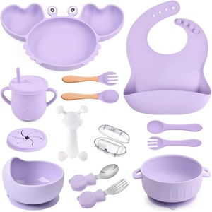 Vaisselle pour bébé en acier inoxydable 304 sans BPA, outil de repas pour enfants, bol à ventouse en silicone, assiette compartimentée avec poignée pour 1-2 ans - Product Image 1