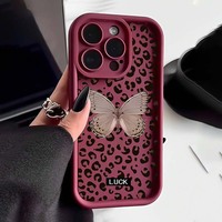 Coque de téléphone portable motif léopard papillon cool pour iPhone 16 17 18 Pro Max 14 13 – Personnalisez votre motif, couleur bonbon, coque arrière