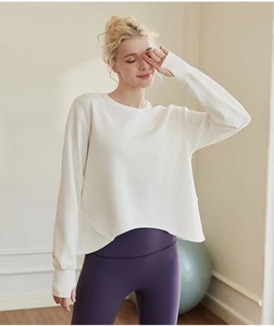 280克涤棉氨纶定制长袖t恤女素色圆领休闲宽松t恤 - Product Image 4
