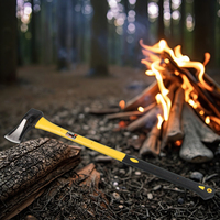 Hache à feu forgée en acier à haute teneur en carbone, hache à fendre avec manche en plastique PP de 90 cm pour couper le bois et la lutte contre l'incendie