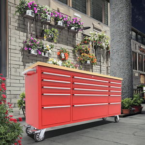 Màu Đỏ Tráng 72 Inch Nhiệm Vụ Nặng Nề Thép Không Gỉ Xe Đẩy Công Cụ Ngực Hộp Công Cụ Tủ Với 15 Ngăn Kéo Cho Vườn Nhà Để Xe Hội Thảo - Product Image 4