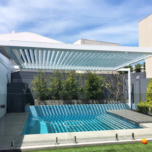 Pergolas électriques en aluminium réglables avec toit à lames orientables rétractables pour <span class=keywords><strong>couverture</strong></span> de piscine - Product Image 2