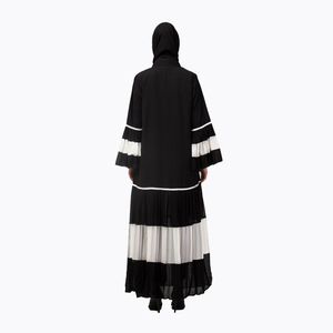 New <strong>Model</strong> Open <strong>Abaya</strong> Women Muslim Dress Custom Contrast Pleated at Sleeve and Bottom Front Open <strong>Abaya</strong> - Product Image 4