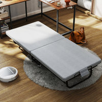 Lit pliant convertible moderne avec matelas en mousse à mémoire de forme de 3 pouces, cadre métallique peu encombrant et roulettes pour usage en chambre d'hôtel