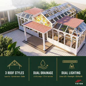 Yeyon OEM Kommerzielles Faltbares Glasiertes Solarium für Luxushotel-Konstruktion Wohnbereich Außen-Wintergarten Glashaus - Product Image 3