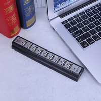 Divisor portátil Multi HUB 480Mbps de alta velocidad 10 puertos USB2.0 extensor divisor adaptador Hub