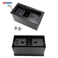 Stopkontak Desktop Universal dengan 2 Pengisian Daya USB dan Modul Multimedia Pop-Up Terperedam