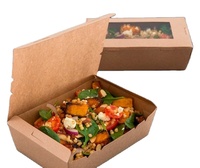 Boîtes à lunch carrées en papier kraft jetables, résistantes à la graisse, biodégradables, contenants alimentaires à emporter pour restaurant, emballage pour salades et repas
