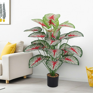 <span class=keywords><strong>Caladium</strong></span> พืชสีเขียวเทียมที่มีหัวใจสีแดงและเส้นเลือดสีขาว-สีเขียวสไตล์นอร์ดิกสำหรับหน้าต่างแสดงภูมิทัศน์ - Product Image 4