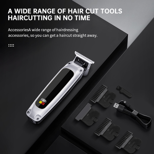 Kit Professionale da Uomo per Taglio Capelli e Barba, Trimmer Elettrico Bianco Ricaricabile Digitale, Set Completo di 2 Pezzi - Product Image 4