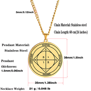 Salomón el <span class=keywords><strong>rey</strong></span> 5 Pentáculo de Saturno NOAPHIEL ROELHAIPHAR RAKHANIEL AREHANAH talismán <span class=keywords><strong>amuleto</strong></span> collar con colgante de acero inoxidable - Product Image 4