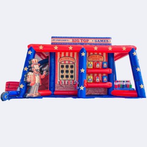 <span class=keywords><strong>บ้าน</strong></span>เกมส์เป่าลมขนาดใหญ่รูปทรงละครสัตว์, เกมส์บิ๊กท็อปของพีที ป๊อปคอร์น, ศูนย์เกมส์งานรื่นเริงเป่าลม 6-in-1 สีแดง ขาว น้ำเงิน - Product Image 5