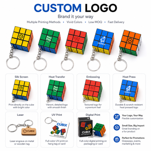 Porte-clés cube magique 3x3 personnalisé avec logo, jouet de puzzle classique pour enfants et adultes, cube de vitesse lisse, cadeau promotionnel en gros - Product Image 2