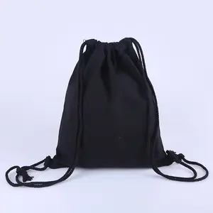 도매 화이트 코튼 캔버스 Drawstring 배낭 가방 로고 학생