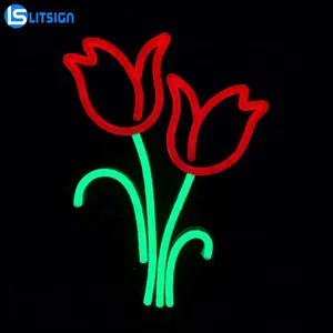 hot selling silicone flex strips window wall mounted party multi colors led signs light custom made flower neon sign