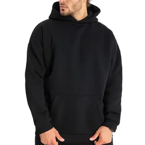 Herren solide schwarze Pullover Hoodie lässig weiche Baumwolle Mischung Straßen-Stil essentiell bequem langlebig Herrenmode Hoodies