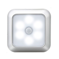 Lampu Malam Kabinet Dinding Tanpa Kabel Modern Bertenaga Baterai 6-LED Sensor Gerak Nirkabel Cahaya Putih Hangat untuk Lemari, Samping Tempat Tidur, Tangga