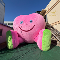 Mascotte en peluche en forme de cœur souriant gonflable pour festival, ballon géant gonflable en forme de cœur rose de dessin animé