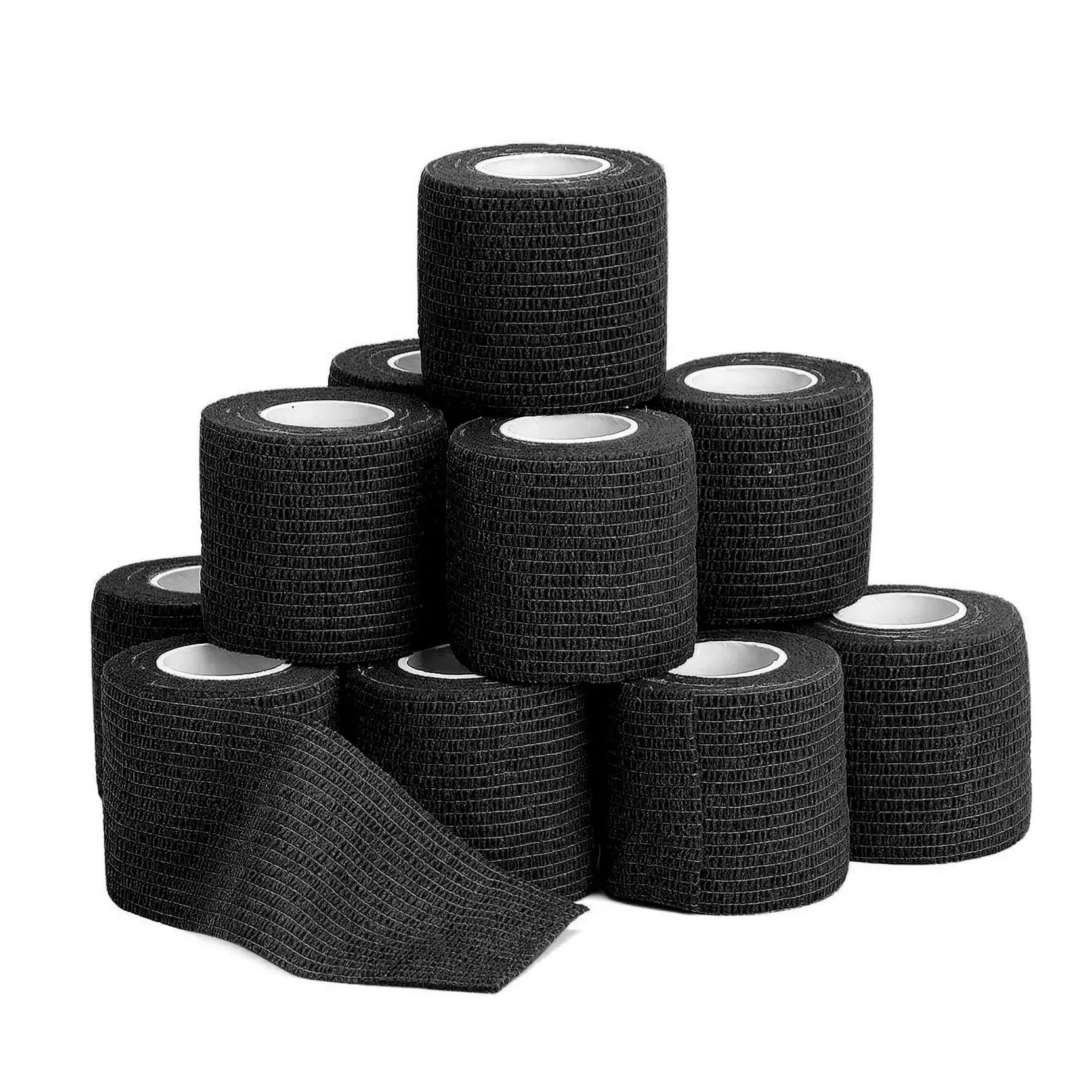 Custom Medical Consumables Wrapped First Aid Tape Elastic Self-Adhesive Breathable Sports Bandage Black