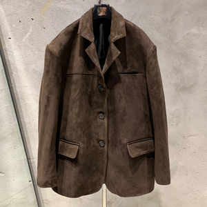 Giacca <span class=keywords><strong>Blazer</strong></span> Oversize per <span class=keywords><strong>Donna</strong></span>, Giacche di Lusso in Vera <span class=keywords><strong>Pelle</strong></span> di Pecora, Giacca in Vera <span class=keywords><strong>Pelle</strong></span> Scamosciata - Product Image 6
