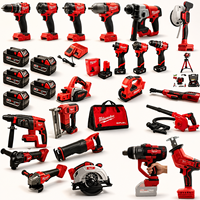 Ensemble d'outils électriques au lithium 18V/12V Milwaukee robustes, kit complet équipé d'une boîte à outils Milwaukee Packout pour la construction