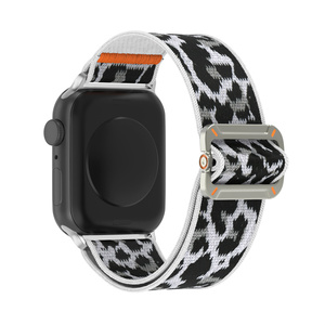 สายรัดข้อมือไนลอนลายเสือดาวแบบปรับได้สำหรับ Apple IWatch Ultra 49 มม. 41 42 45 40 44 สายนาฬิกาผ้าลายพร้อมตัวล็อคโลหะ - Product Image 1