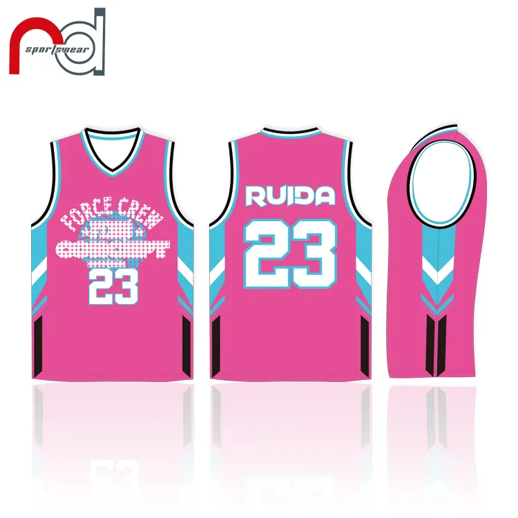 Jersey Basket Desain Warna Pink Uniseks, Kemeja Seragam Basket Bola Basket Murah Gender