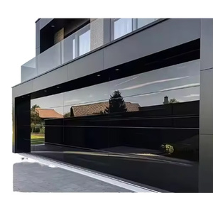 Porta da Garage Sezionale Moderna Elettrica Isolata Nera con Vetro a Tutta Vista Senza Cornice - Product Image 1
