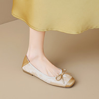 Chaussures plates d'hiver pour femmes, best-seller, avec nœud argenté, style ballerines, à enfiler, semelle souple, coupe basse, élégantes, décontractées à la française, haute qualité