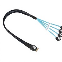Conector Mini SAS 8654 (4I a 7 pines) con 4 puertos SATA