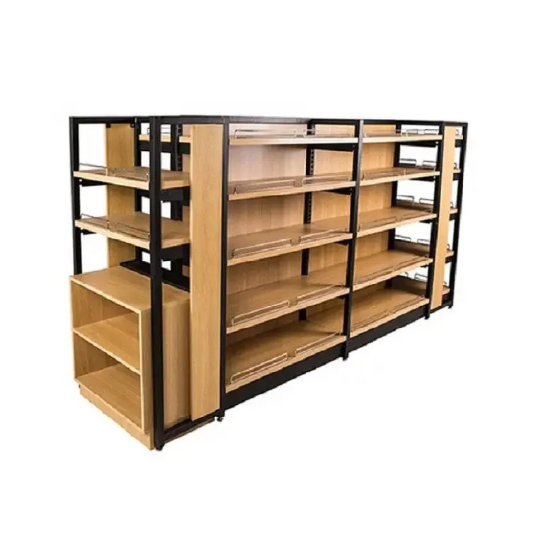 Double-sided iron wooden rack snack multi - layer display rack