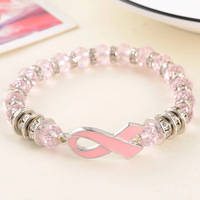 Bracelet de perles anti-Cancer, bijoux pour soins de santé, ruban rose, perles anti-égratignure, cadeau Souvenir