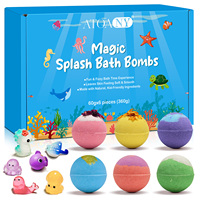 ATOANY 6 bombes de bain magiques effervescentes, bain moussant aux huiles essentielles naturelles, véganes, relaxantes, avec jouet surprise pour enfants, usage domestique
