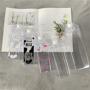 17oz 500ml 34oz 1000ml Milk Carton <strong>Double</strong> <strong>Wall</strong> Clear Acrylic Plastic Personalized Water Bottle Leakproof Square Milk <strong>Box</strong> - Product Image 2