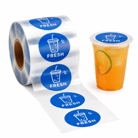 Film d'étanchéité personnalisé en rouleau pour gobelets en plastique CPP/PET, pour boissons, bubble tea, gobelets à thé au lait en plastique de 90, 95, 98 mm