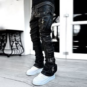 ديزنيو جودة عالية جينز أزياء الرجال عالية الخصر نمط مع زخرفة نمط زائد الحجم الجينز الرجال مستقيم الساق - Product Image 4