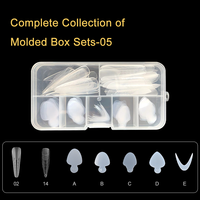 Lot de moules à ongles en silicone en gros, formes multiples, double usage, avec boîte de rangement pour extension d'ongles en polygel et gel acrylique