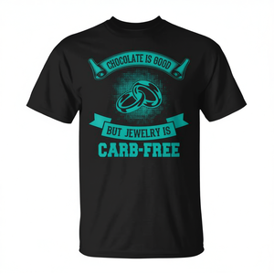 T-shirt promotionnel unisexe pour adultes « Chocolate Is Good Jewelry Is Carb Free » - Product Image 2