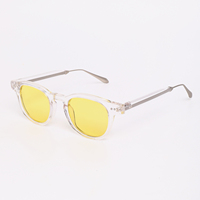 Monture de lunettes ronde rétro tendance Finewell 2514S en acétate de haute qualité, verres jaunes et rouges, logo personnalisé, verres anti-lumière bleue