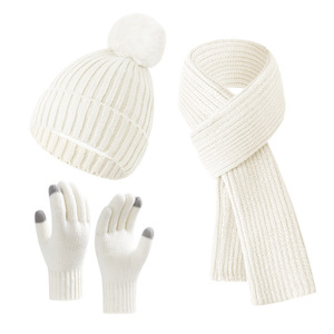 Ensemble bonnet, gants et écharpe en tricot d'hiver, broderie, logo personnalisé, ensembles de bonnet et d'écharpe - Product Image 5